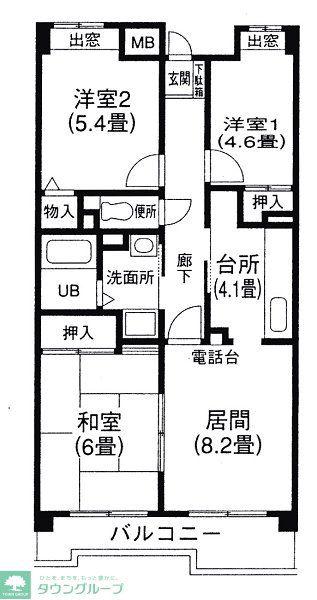グランヒル(3LDK/2階)の間取り写真