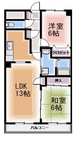 サンライズフレア(2LDK/2階)の間取り写真