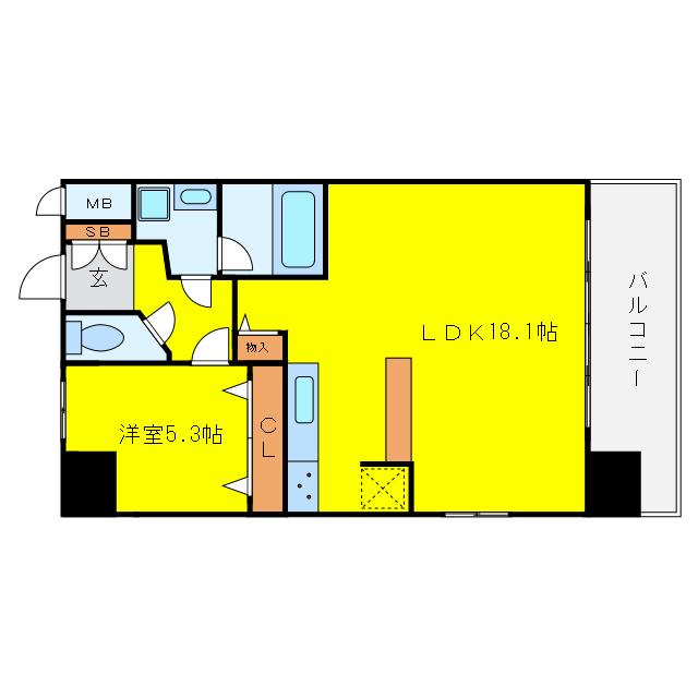 LA GRACE福島(1LDK/10階)の間取り写真