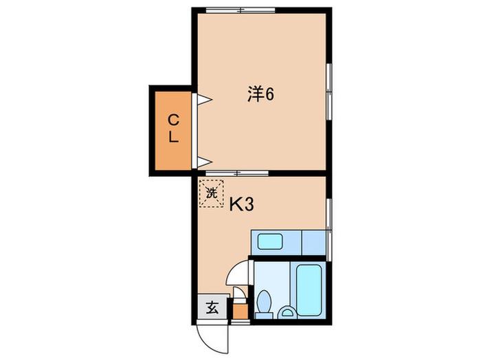 東嶺ハイツ(1K/2階)の間取り写真
