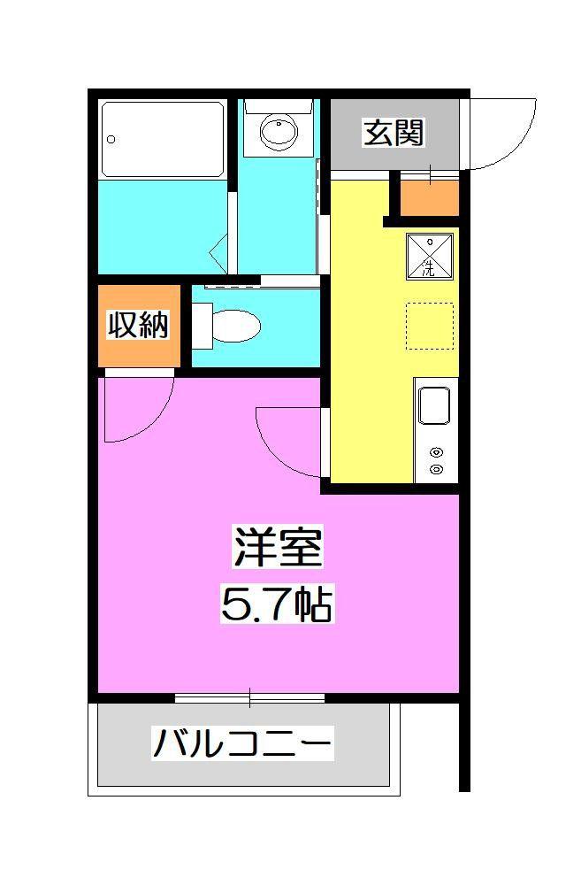ラコリーナ狭山(1K/2階)の間取り写真