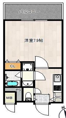 レクシア阪南町(1K/7階)の間取り写真