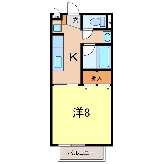 PARADISE NOBATA(1K/1階)の間取り写真