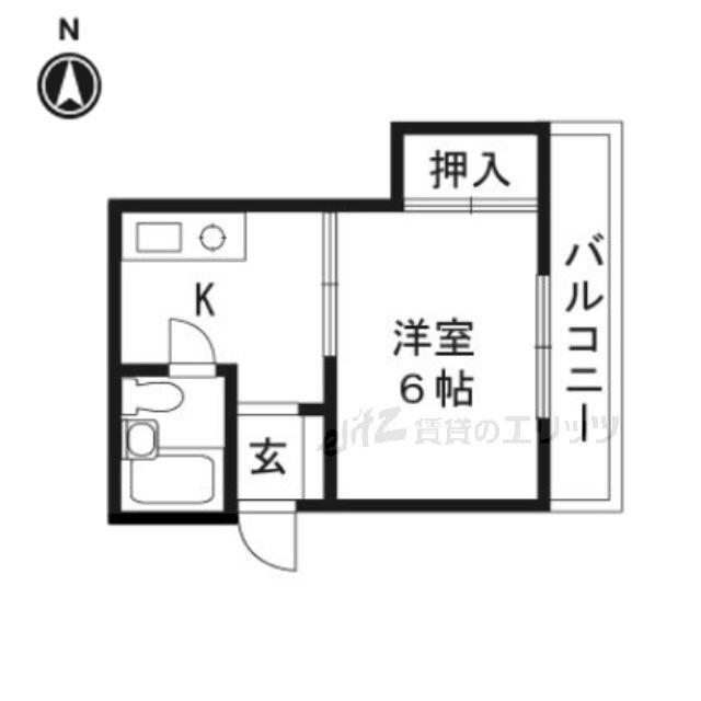 ラインハイム(1K/2階)の間取り写真