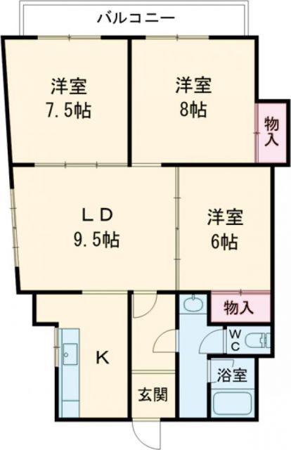 クオレ松陰(3LDK/4階)の間取り写真