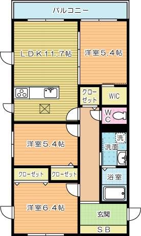 MAST中井 A棟(3LDK/2階)の間取り写真