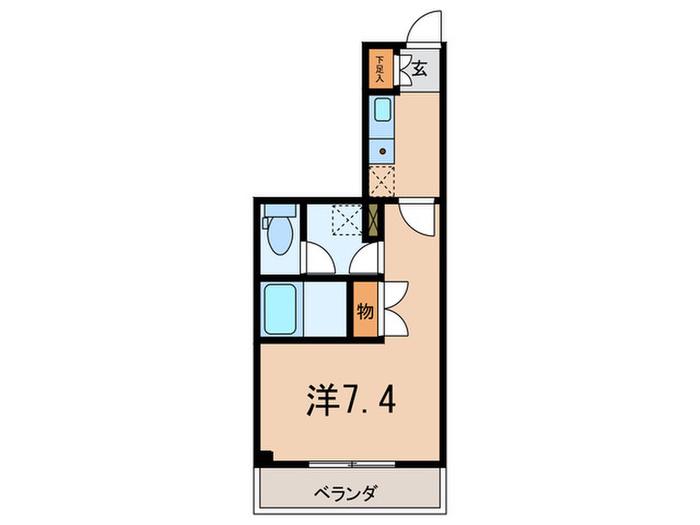 サカトⅠ(ワンルーム/2階)の間取り写真