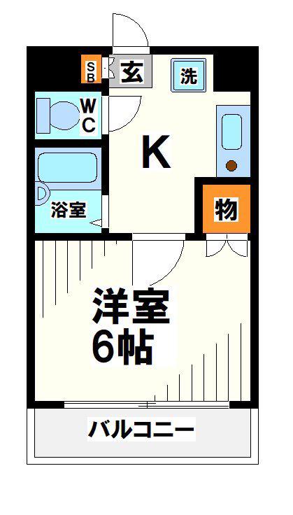 オリエンタル京王多摩川(1K/2階)の間取り写真