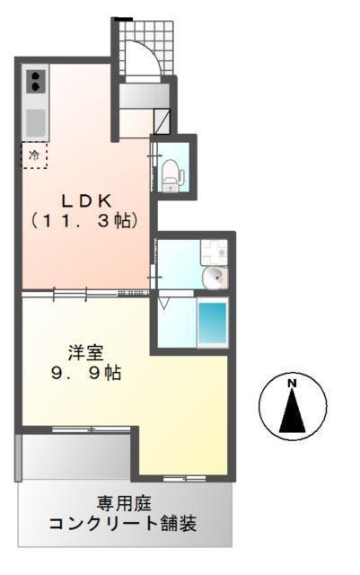 FFC佳(1LDK/1階)の間取り写真