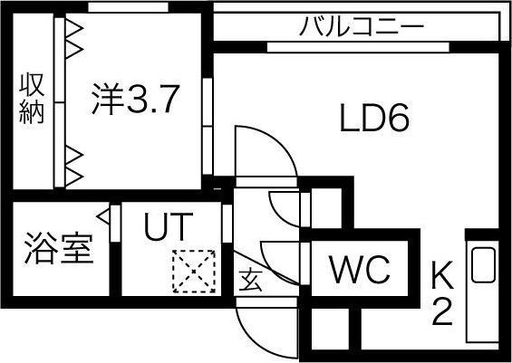 COLORISE琴似(1LDK/4階)の間取り写真