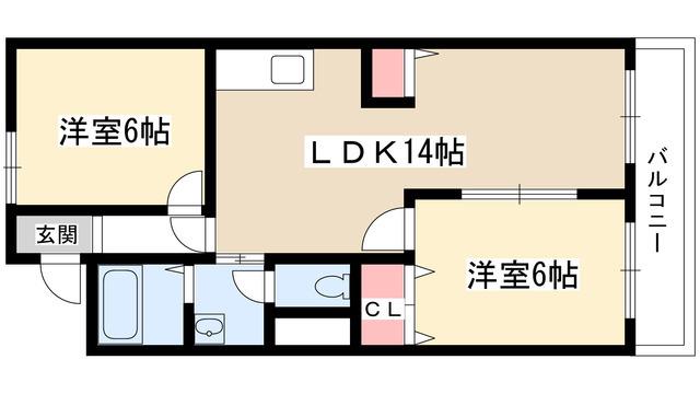 春陽ビル(2LDK/4階)の間取り写真