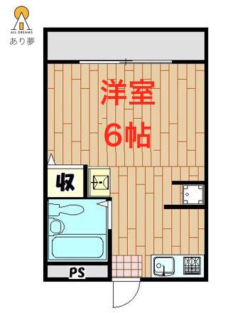 グランデュール白楽(ワンルーム/1階)の間取り写真