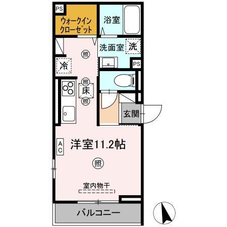 ロイヤルステージ東津田A棟(ワンルーム/1階)の間取り写真