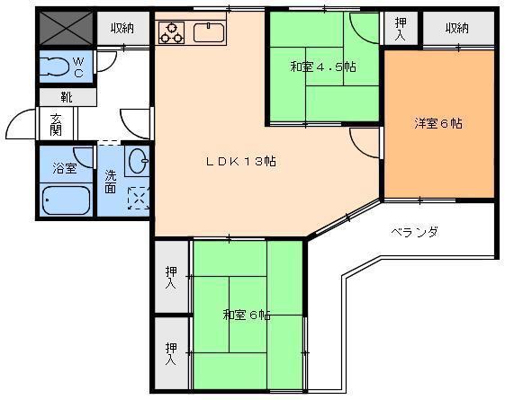ロイヤルヴィラ(3LDK/5階)の間取り写真
