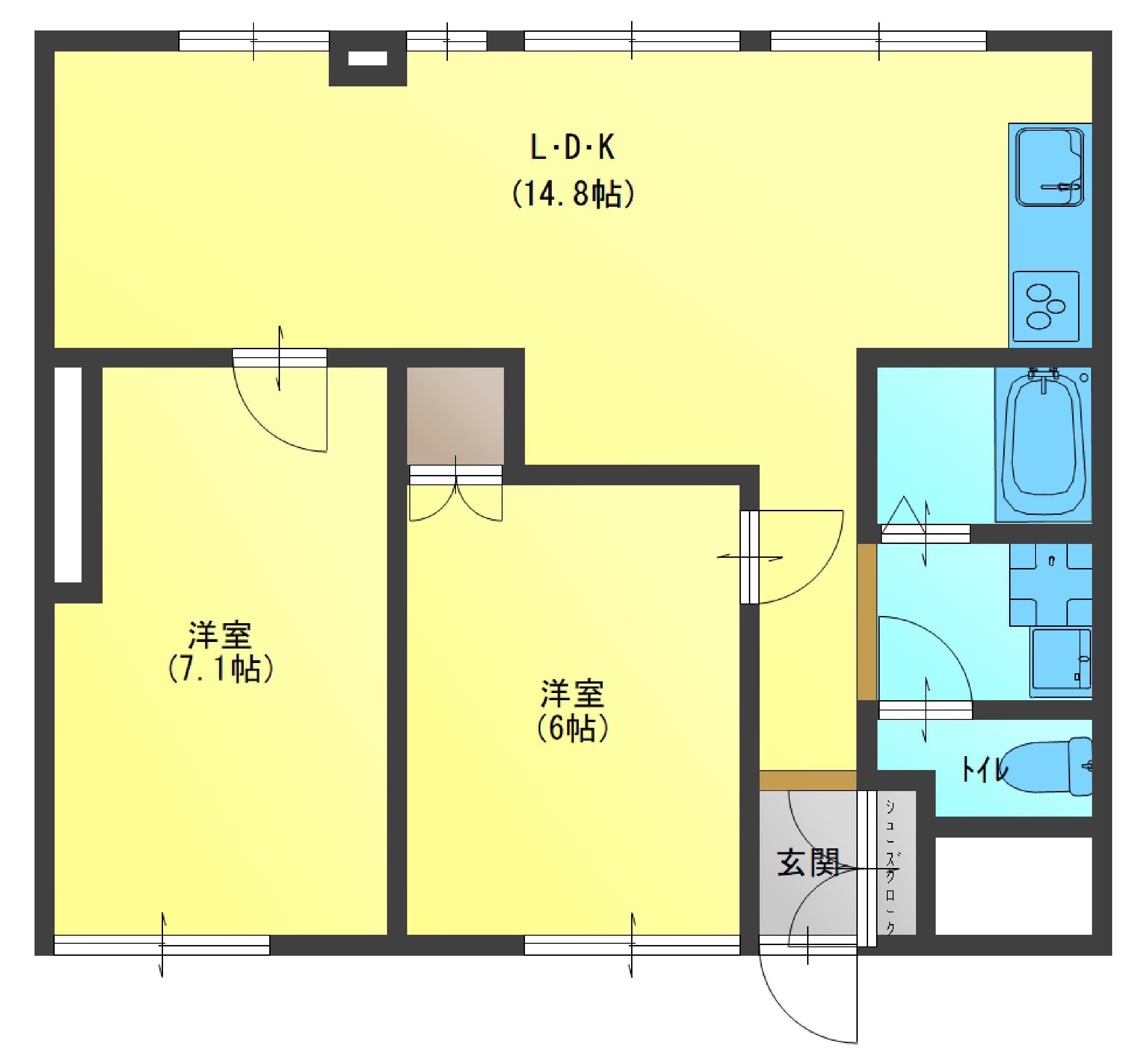 アライハイツ(2LDK/3階)の間取り写真