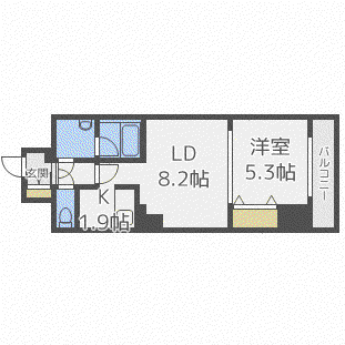 ビッグパレス南5条(1LDK/3階)の間取り写真