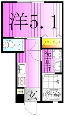 MELDIA小台II(1K/1階)の間取り写真