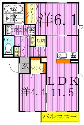 パークハイム(2LDK/2階)の間取り写真