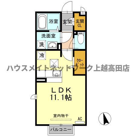 プラムコート(ワンルーム/2階)の間取り写真