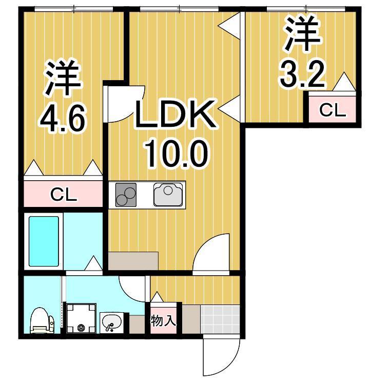 リザーブ北綾瀬(2LDK/3階)の間取り写真
