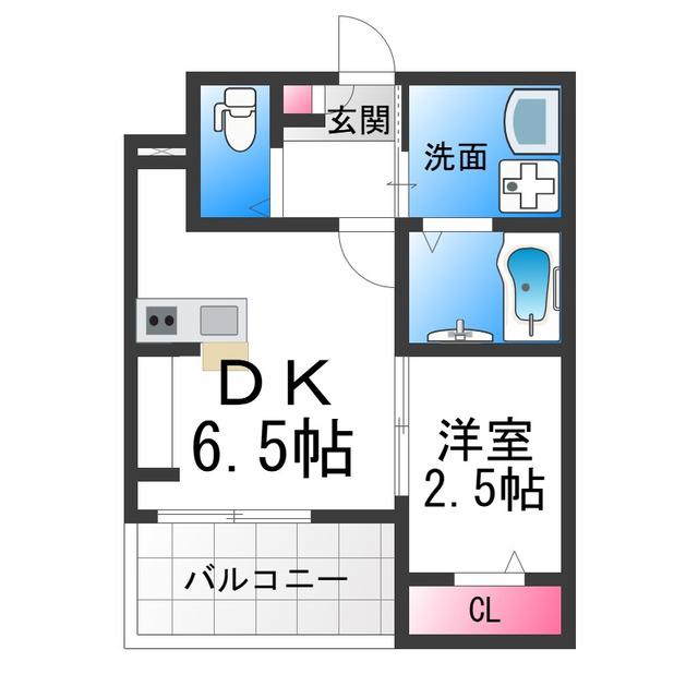 西湊町エヌエム・セント(1DK/1階)の間取り写真