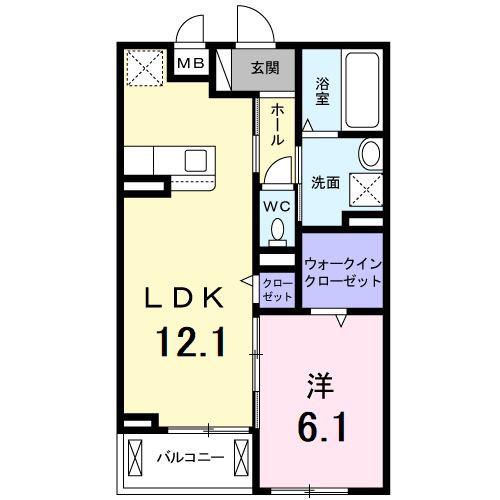 エスコンディーテ(1LDK/3階)の間取り写真