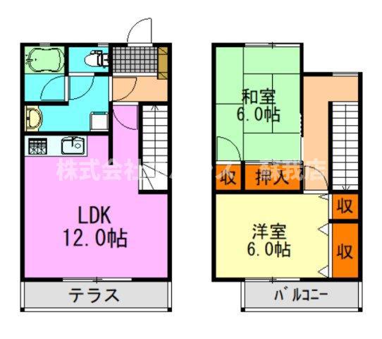 グランメール葛城(2LDK/1階)の間取り写真
