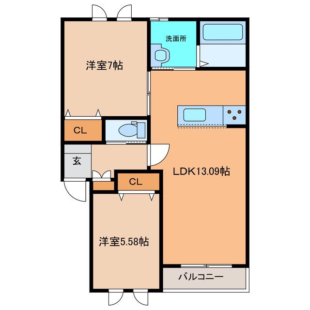 M CUBEI(2LDK/2階)の間取り写真