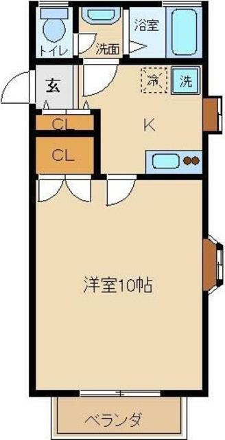 コットンハウスC棟(1K/1階)の間取り写真