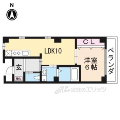 イーストパレス祇園四条(1LDK/3階)の間取り写真