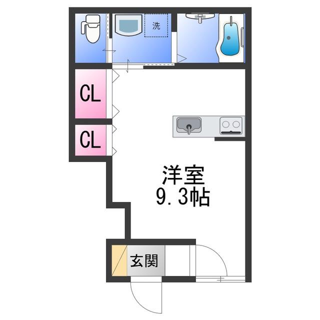 WELL-BEING和泉大宮(ワンルーム/1階)の間取り写真