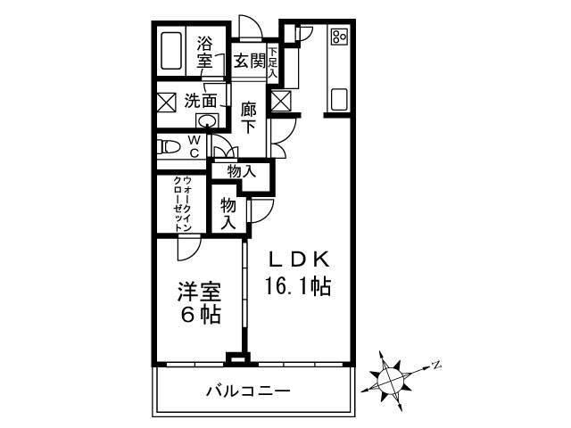 白金タワー(1LDK/25階)の間取り写真