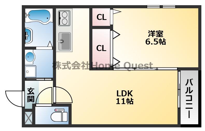 メゾン サンテヴェルデ(1LDK/2階)の間取り写真