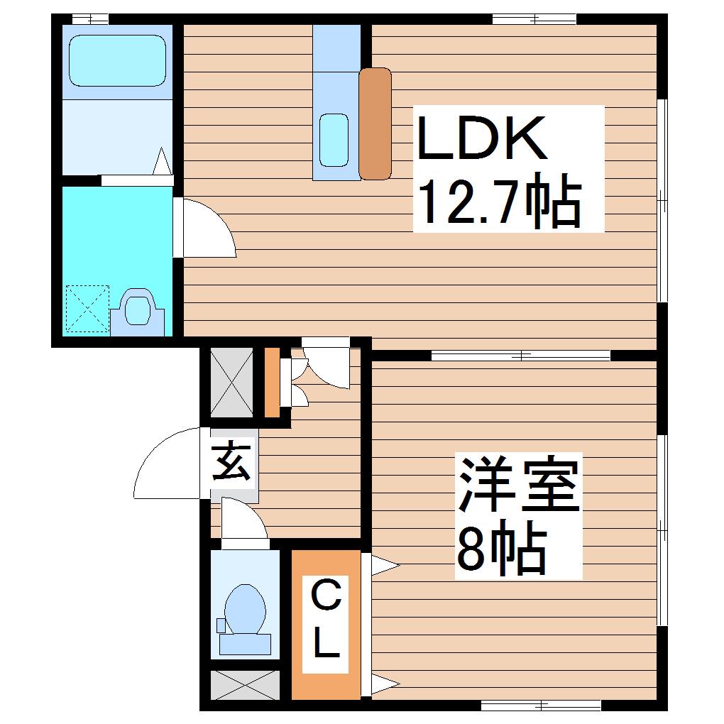オルシャンヴル(1LDK/4階)の間取り写真