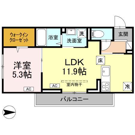 アーバンライフヒロ沖浜(1LDK/3階)の間取り写真