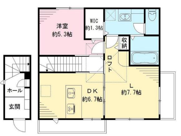 ラシーネ上用賀(1LDK/2階)の間取り写真