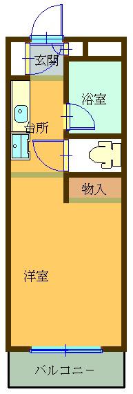 シェモア武蔵野(1K/1階)の間取り写真