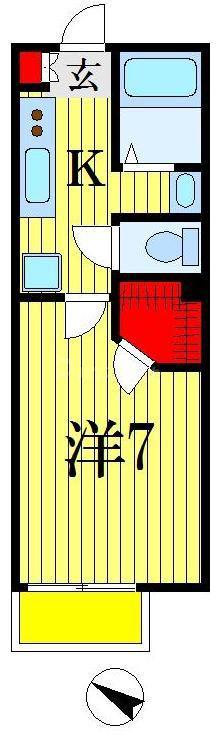 サンコートみどり台(1K/1階)の間取り写真