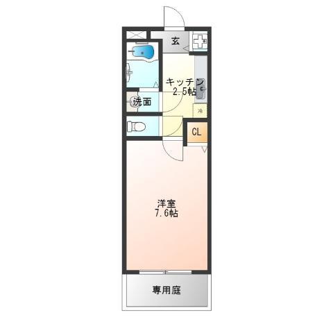 ラフィーネ住之江(1K/1階)の間取り写真