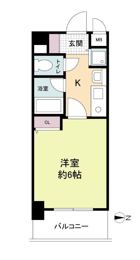 シャンティ千歳(1K/9階)の間取り写真