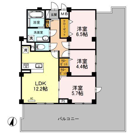 エクセレントヒルズ(3LDK/5階)の間取り写真