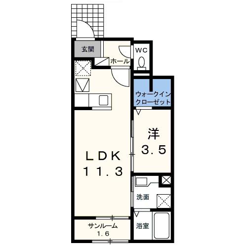 ワイズアドニス (1LDK/1階)の間取り写真