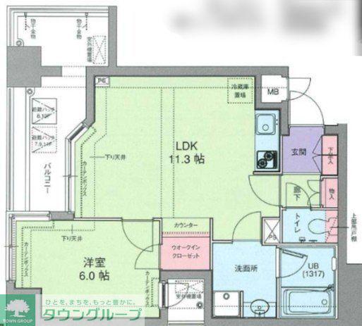 ドルチェ日本橋浜町壱番館(1LDK/11階)の間取り写真