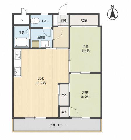 フローレンス猪原(2LDK/3階)の間取り写真