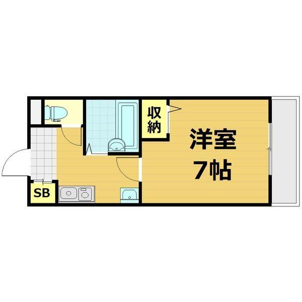 シャトレ豊津I(1K/3階)の間取り写真
