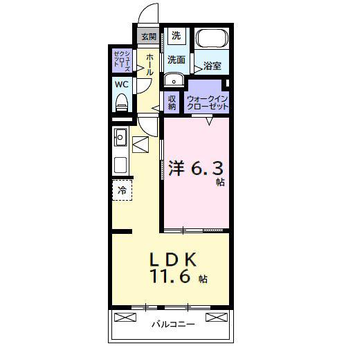 ルポン ボヌール(1LDK/1階)の間取り写真