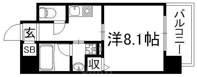 ジョイシティ二条城前(1K/2階)の間取り写真