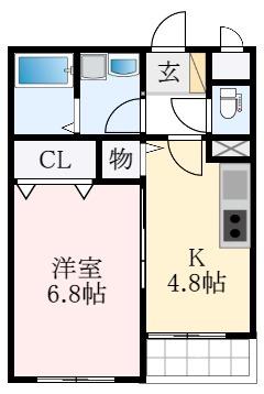 ステラウッド野中I(1DK/1階)の間取り写真