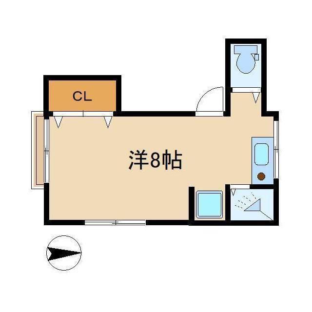北川ハイツ(ワンルーム/2階)の間取り写真