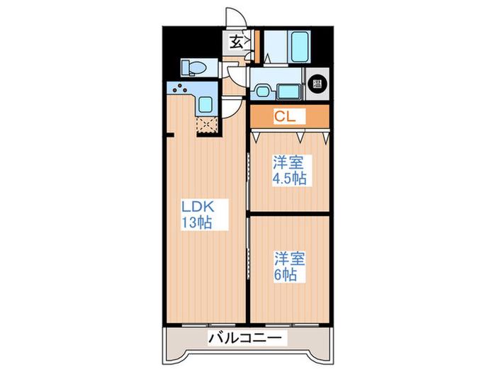 ライオンズマンション木町通(2LDK/10階)の間取り写真